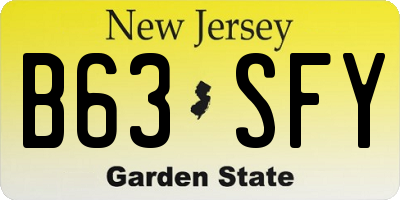 NJ license plate B63SFY