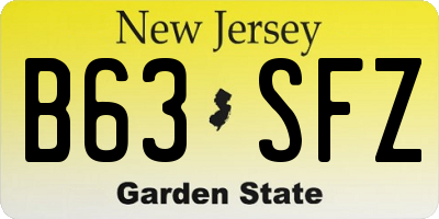 NJ license plate B63SFZ