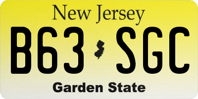 NJ license plate B63SGC