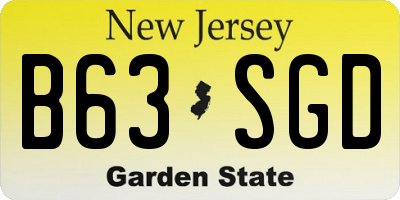 NJ license plate B63SGD