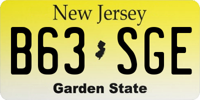 NJ license plate B63SGE