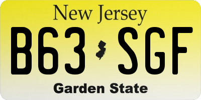 NJ license plate B63SGF