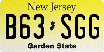 NJ license plate B63SGG
