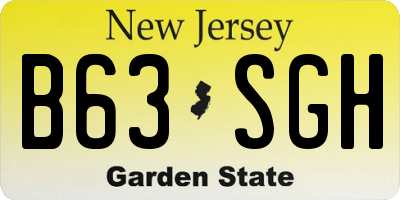NJ license plate B63SGH