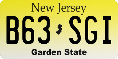 NJ license plate B63SGI