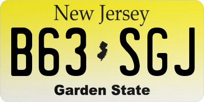 NJ license plate B63SGJ