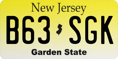 NJ license plate B63SGK