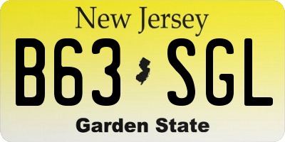 NJ license plate B63SGL