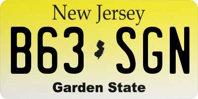 NJ license plate B63SGN