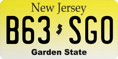 NJ license plate B63SGO