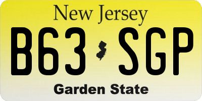 NJ license plate B63SGP