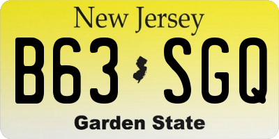 NJ license plate B63SGQ