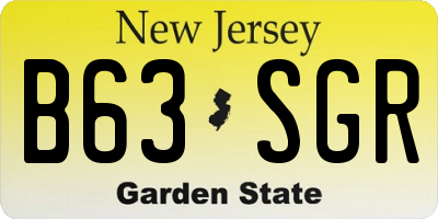 NJ license plate B63SGR