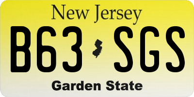 NJ license plate B63SGS