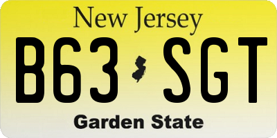 NJ license plate B63SGT