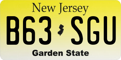 NJ license plate B63SGU