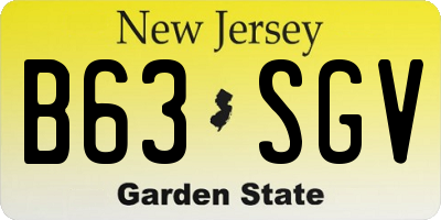NJ license plate B63SGV