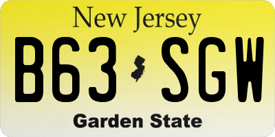 NJ license plate B63SGW