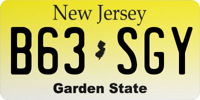 NJ license plate B63SGY