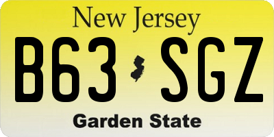 NJ license plate B63SGZ