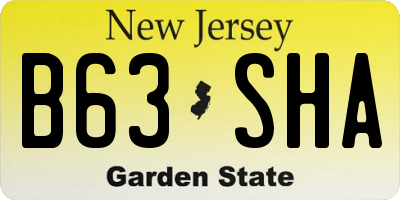 NJ license plate B63SHA