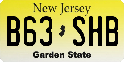 NJ license plate B63SHB