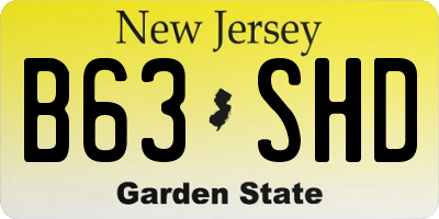 NJ license plate B63SHD