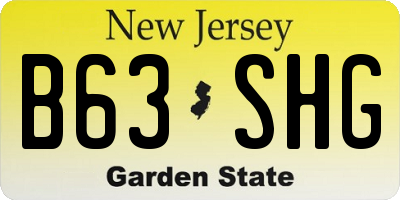 NJ license plate B63SHG