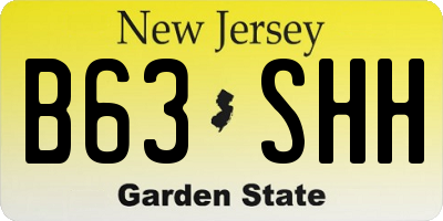 NJ license plate B63SHH