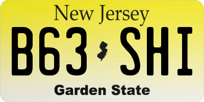 NJ license plate B63SHI
