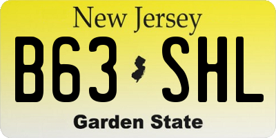 NJ license plate B63SHL