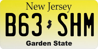 NJ license plate B63SHM