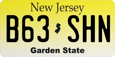 NJ license plate B63SHN