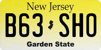NJ license plate B63SHO