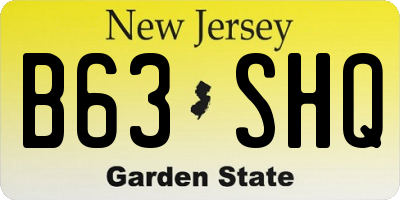 NJ license plate B63SHQ