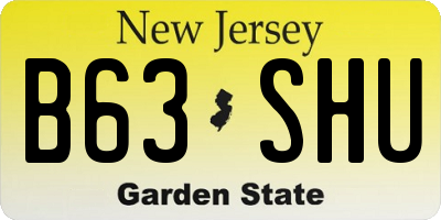 NJ license plate B63SHU