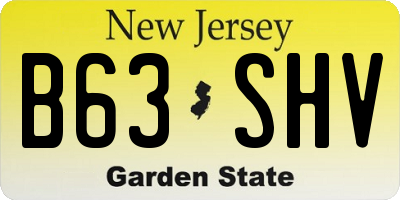 NJ license plate B63SHV