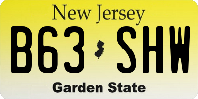 NJ license plate B63SHW