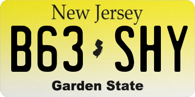 NJ license plate B63SHY
