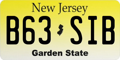 NJ license plate B63SIB