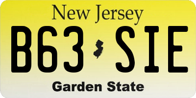 NJ license plate B63SIE
