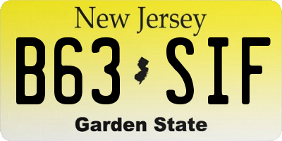 NJ license plate B63SIF