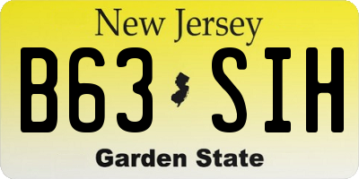 NJ license plate B63SIH