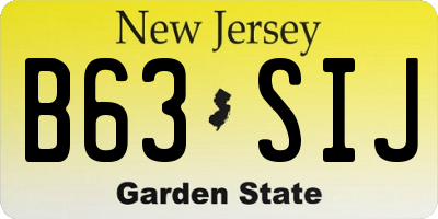 NJ license plate B63SIJ