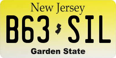 NJ license plate B63SIL