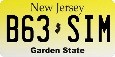 NJ license plate B63SIM