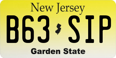 NJ license plate B63SIP