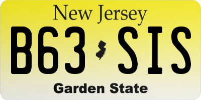 NJ license plate B63SIS