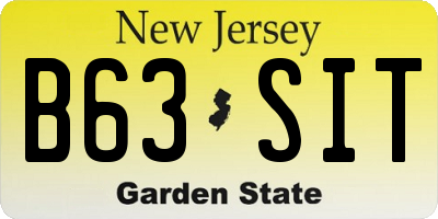 NJ license plate B63SIT