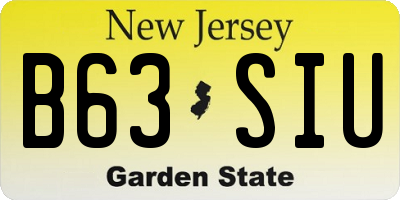 NJ license plate B63SIU